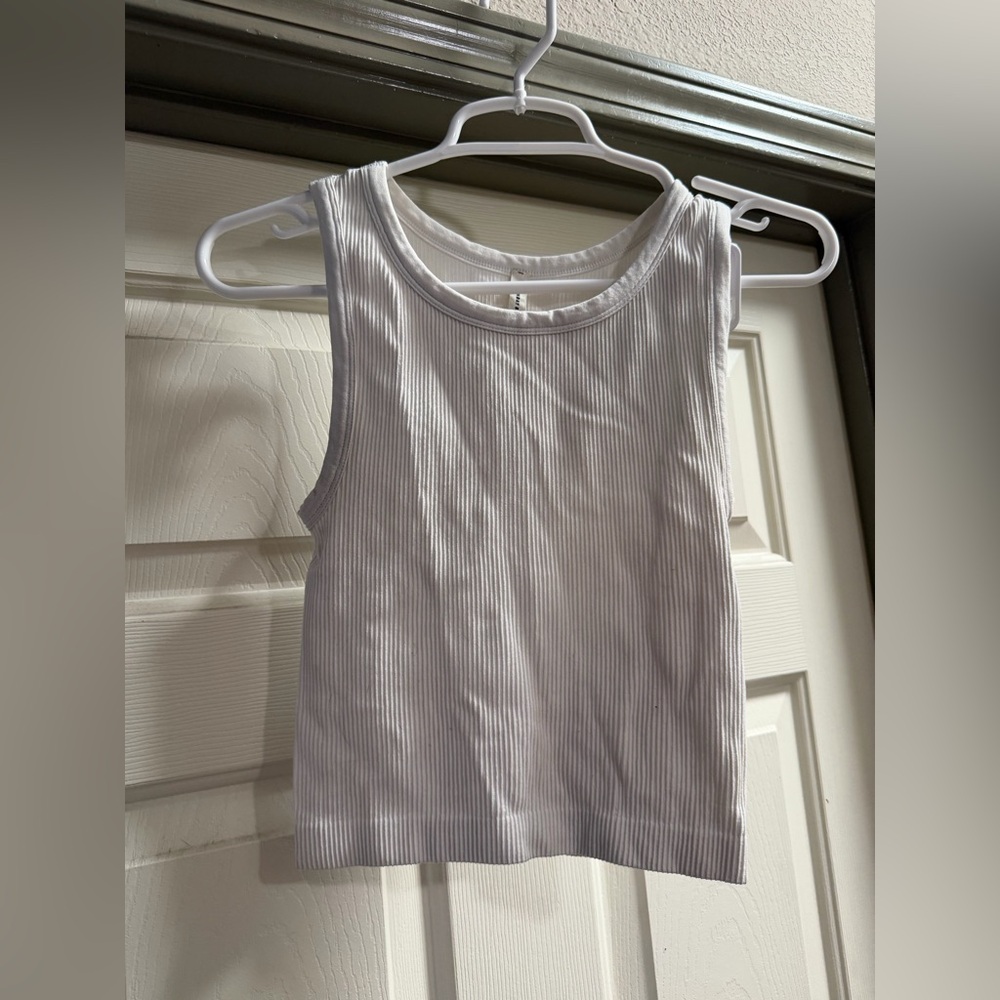 Aritzia Sunday Best White Ribbed Tank Top